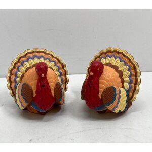 Vtg Hallmark Thanksgiving Turkey Salt & Pepper Shakers Plastic Festive Table Dec